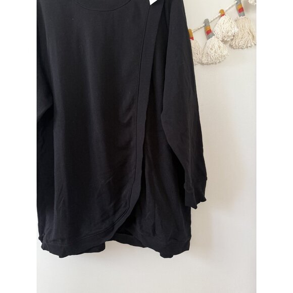 Old Navy Maternity Black Overlap Long Sleeve Sweatshirt Tunic Cozy Lounge NWT 2x - Picture 3 of 8